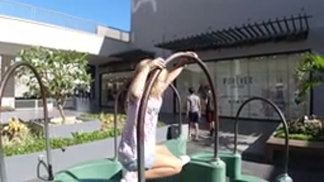 LOS CABOS MEXICO-2019: The Little Girl Is Playing On An Obstacle Toy Outside Of