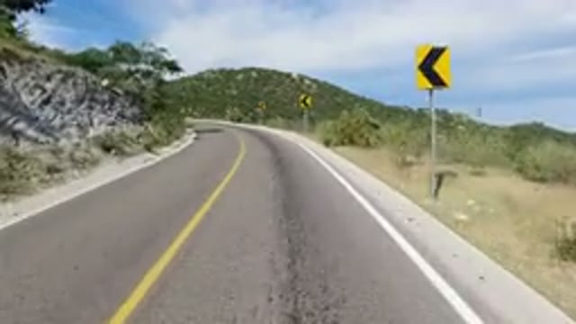 LOS CABOS MEXICO-2019: Driving Down The Mountain Path Highway With No Traffic