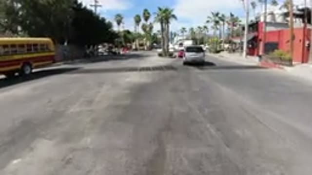 LOS CABOS MEXICO-2019: White Wrangler Driving Down A Suburban Community On A