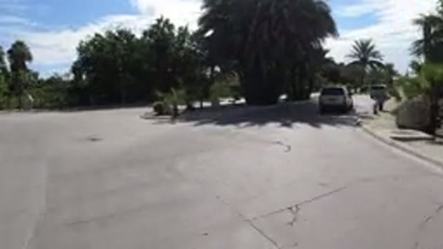 LOS CABOS MEXICO-2019: Three Vehicles Are Following Behind Each Other In A Quiet