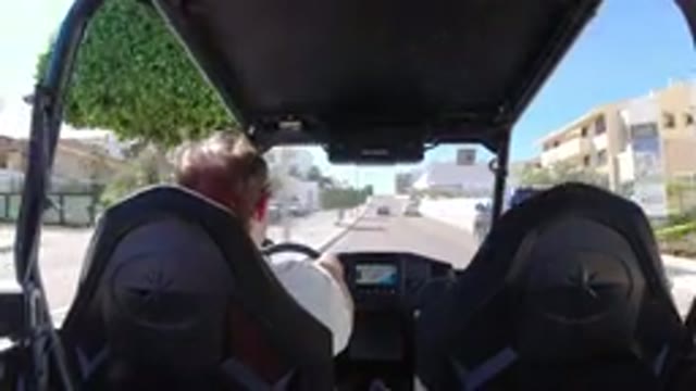 LOS CABOS MEXICO-2019: A Man Driving A Wrangler On A Single Track Road