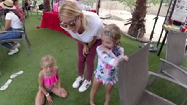 LOS CABOS MEXICO-2019: Suburban Mom Interviewed at Neighborhood Pool