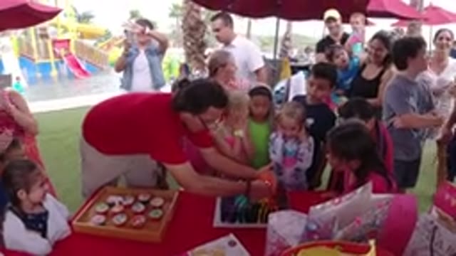 LOS CABOS MEXICO-2019: Outdoor Birthday Party For Little Girl Blowing Candles