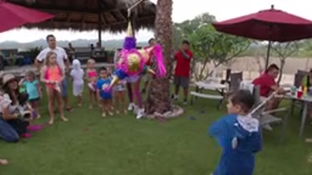 LOS CABOS MEXICO-2019: Children's Party With Many Children And Adults Celebrating