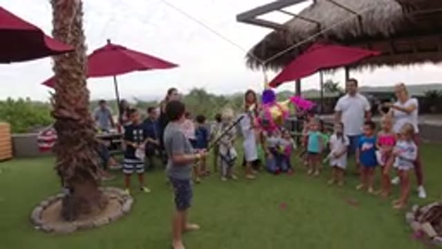 LOS CABOS MEXICO-2019: Boy Having A Party With Other Kids