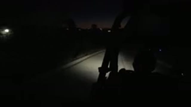 LOS CABOS MEXICO-2019: Man Driving Vehicle at Night with Trees and Streetlights on Both Sides