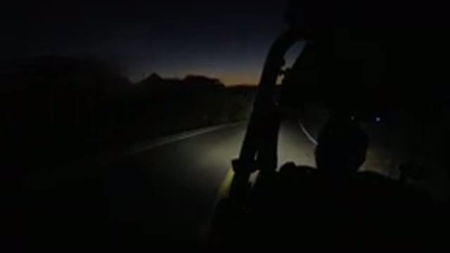 LOS CABOS MEXICO-2019: Jeep Travel On The Road In Night Time With Front Light On