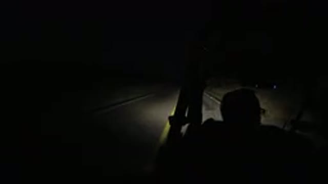 LOS CABOS MEXICO-2019: Driver Driving Dark Night Long Road With Few Lights On