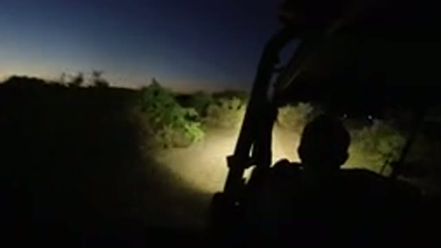 LOS CABOS MEXICO-2019: Man Driving Until Dusk On Dirt Road With Last Traces Of