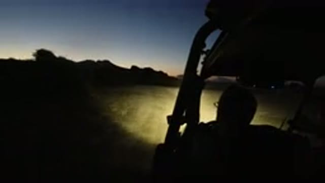 LOS CABOS MEXICO-2019: View From A Vehicle Traveling Along A Dirt Road At Night