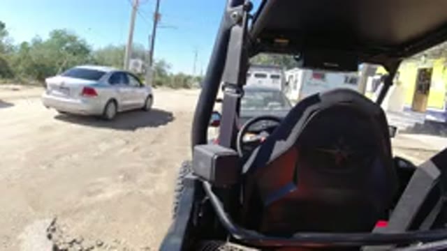 LOS CABOS MEXICO-2019: Wrangler Passing By in Neighborhood Viewed From a Machine