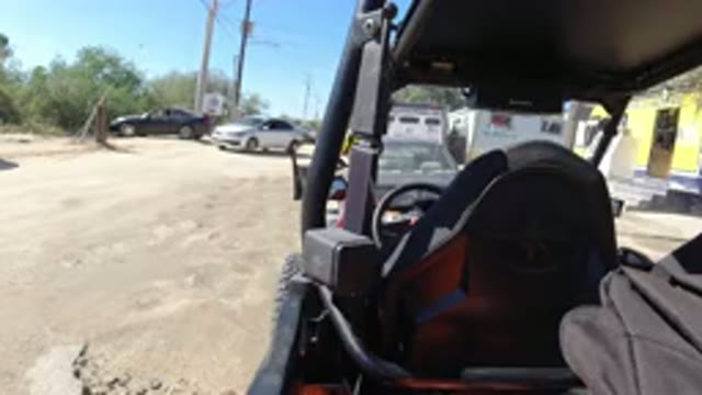 LOS CABOS MEXICO-2019: Two Vehicles Turn Into A Work Yard And It's A