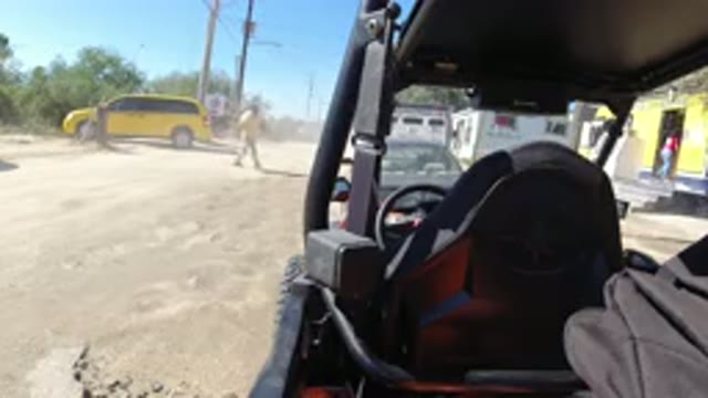LOS CABOS MEXICO-2019: Inside Of A Wrangler And The Outside On A Sandy Road
