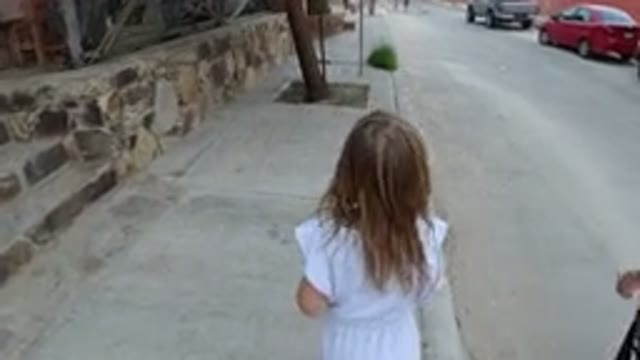 LOS CABOS MEXICO-2019: A Girl Walking On The Road And Touching The Trees