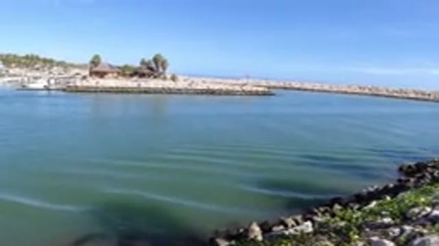 LOS CABOS MEXICO-2019: Clean Water Lake in a Desert Area with Rocks and Vegetation
