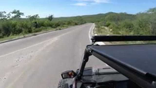 LOS CABOS MEXICO-2019: Wrangler Mount Recording Of Jeep Driving Down Empty Highway