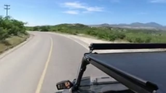 LOS CABOS MEXICO-2019: View From A Vehicle Traveling Along A Paved Road