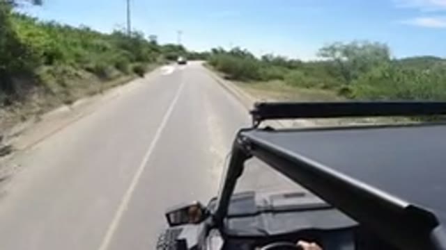 LOS CABOS MEXICO-2019: Moving Car Fully On A Peaceful Single Track Road