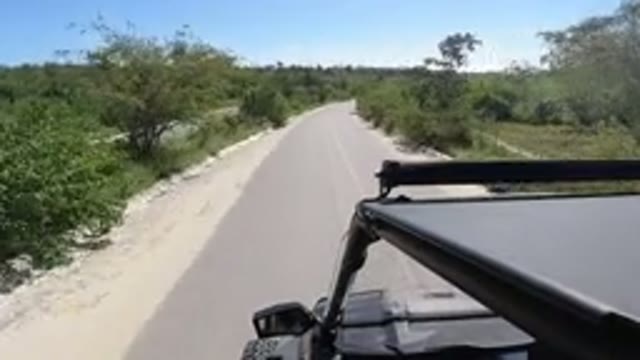 LOS CABOS MEXICO-2019: Wrangler Driving On Curvy Road Under Cloudy Skies
