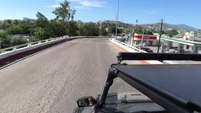 LOS CABOS MEXICO-2019: Camera Mounted On Top Of A Jeep As This Wrangler Was Driving