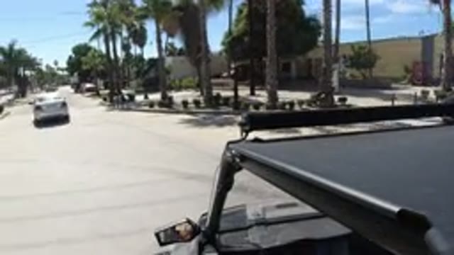 LOS CABOS MEXICO-2019: A Wrangler Moving on a Multi-Track Road Through Nature