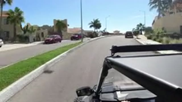 LOS CABOS MEXICO-2019: Ride Through A Town With Many Parked Wranglers On A Sunny Day