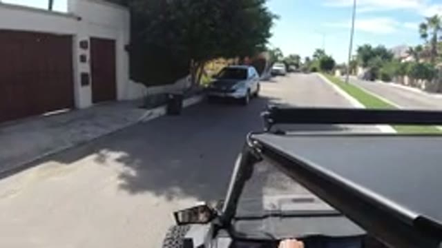 LOS CABOS MEXICO-2019: Vehicle Arrives At Destination And Driver Opens Gate With Key Fob