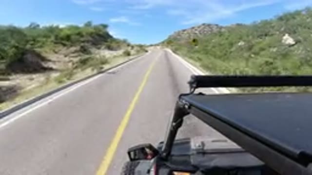 LOS CABOS MEXICO-2019: Vehicle Moving Empty Road Both Side Trees Signals