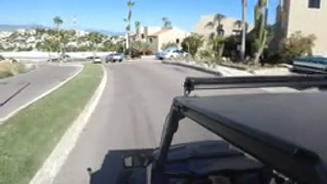 LOS CABOS MEXICO-2019: Driving Downtown Through A Mexican City On A Bright Day