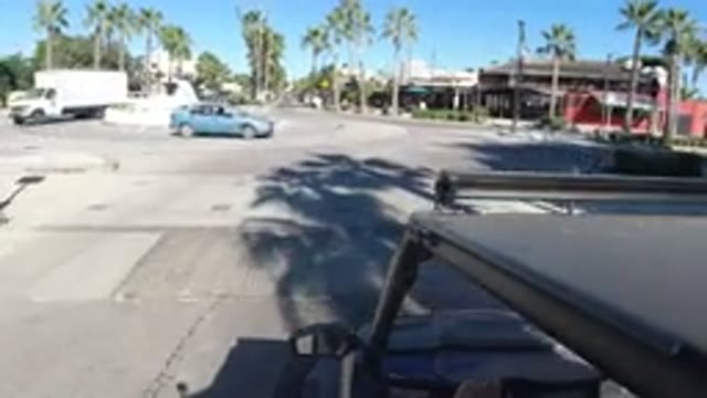 LOS CABOS MEXICO-2019: Driving Toward Intersection And Merging Into Traffic