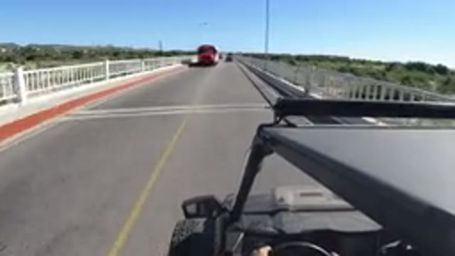 LOS CABOS MEXICO-2019: The Jeep Is Driving On A Overpass That Has A View Of