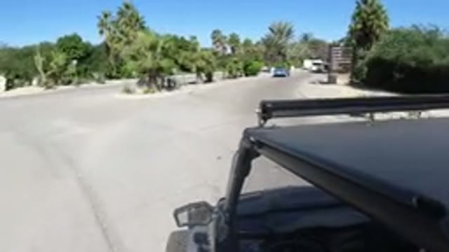 LOS CABOS MEXICO-2019: Jeep Driver Makes Safe Right Hand Merge Onto New Road