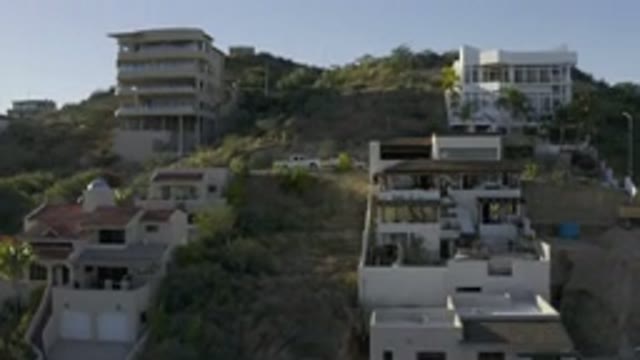LOS CABOS MEXICO-2020: Breathtaking Aerial View Of Houses On A Bluff Overlooking
