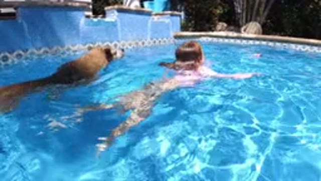 SAN JOSE DEL CABO MEXICO-2020: A Beautiful View Of A Girl And A Dog Swimming In
