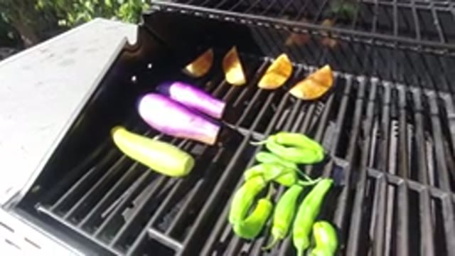 LOS CABOS MEXICO-2020: A BBQ With Vegetables Flame Grilled