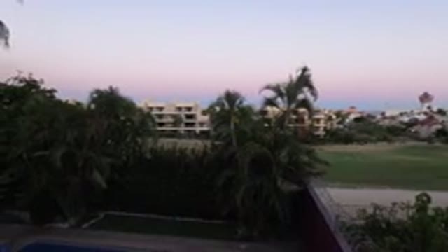 LOS CABOS MEXICO-2020: Seaside Balcony View With Palm Trees And Ocean