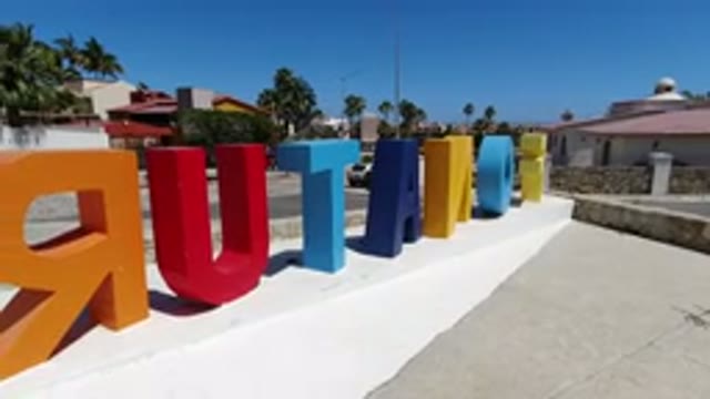 LOS CABOS MEXICO-2020: Colorful Letters On A Concrete Foundation Surround By A