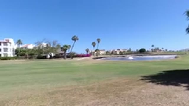LOS CABOS MEXICO-2020: Beautiful Panel View of a Golf Course with a Lake