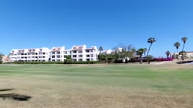LOS CABOS MEXICO-2020: An Open Area With Short Grass With Palm Trees And Buildings