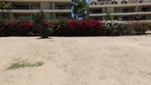 LOS CABOS MEXICO-2020: A Courtyard View Of Two Buildings And A Garden In Front