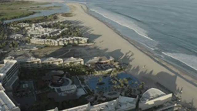 LOS CABOS MEXICO-2020: Homes And Businesses Are Along The Beach With A Wide A