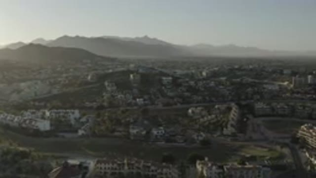 LOS CABOS MEXICO-2020: Morning View of a Township in the Valley of a Mountain