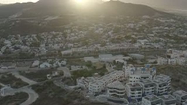 LOS CABOS MEXICO-2020: Small Cityscape With Buildings And Mountains