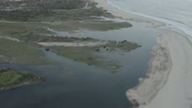 LOS CABOS MEXICO-2020: Aerial View Ocean With Inlets Sandy Beach With Vegetation