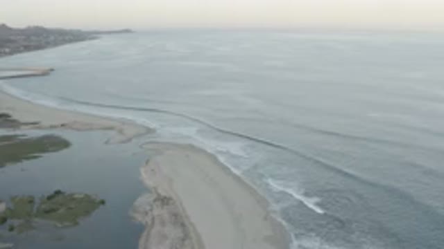 LOS CABOS MEXICO-2020: Tide Comes In Quietly To Isolated Sandbar In The Evening