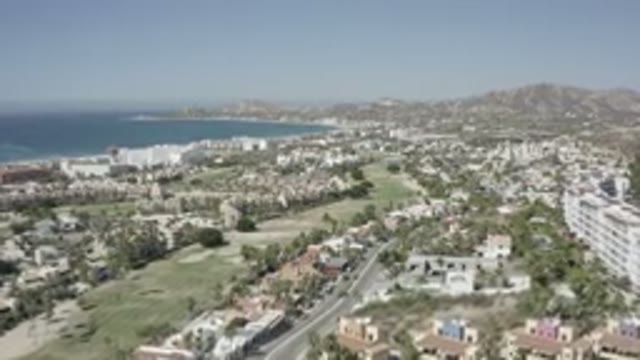 SAN JOSE DEL CABO MEXICO-2020: Drone View City View Houses Sea Trees Roads