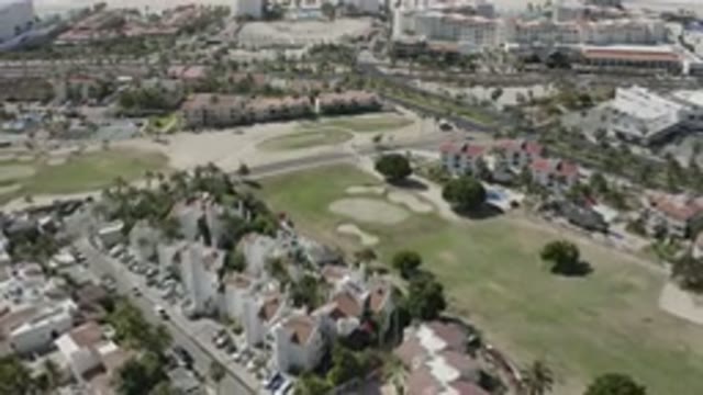 SAN JOSE DEL CABO MEXICO-2020: Aerial View Pulling Away From Residential Golf