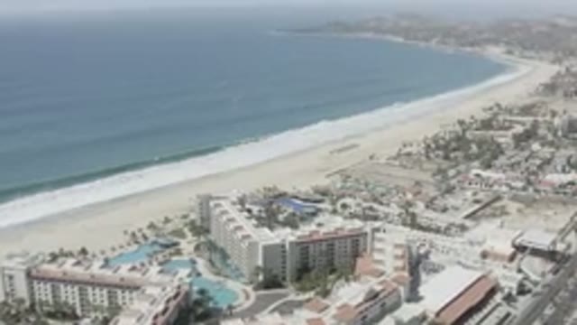 SAN JOSE DEL CABO MEXICO-2020: Aerial Panning View Of Resort Town Following The