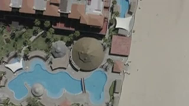 SAN JOSE DEL CABO MEXICO-2020: A Straight View Of Big Roof Of Building Swimming