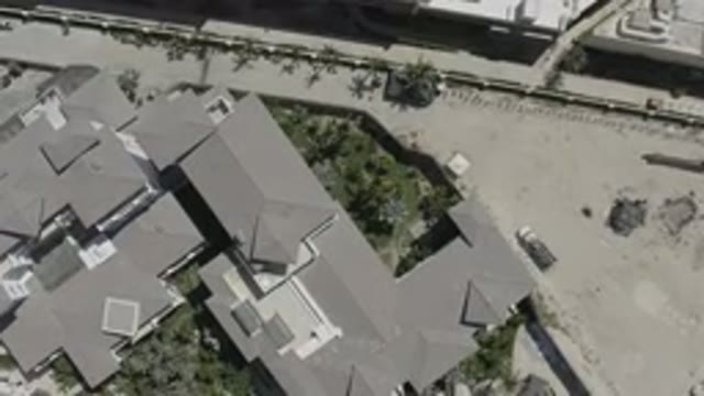 SAN JOSE DEL CABO MEXICO-2020: Drone Flying Over Urbanisation Houses Pool Trees